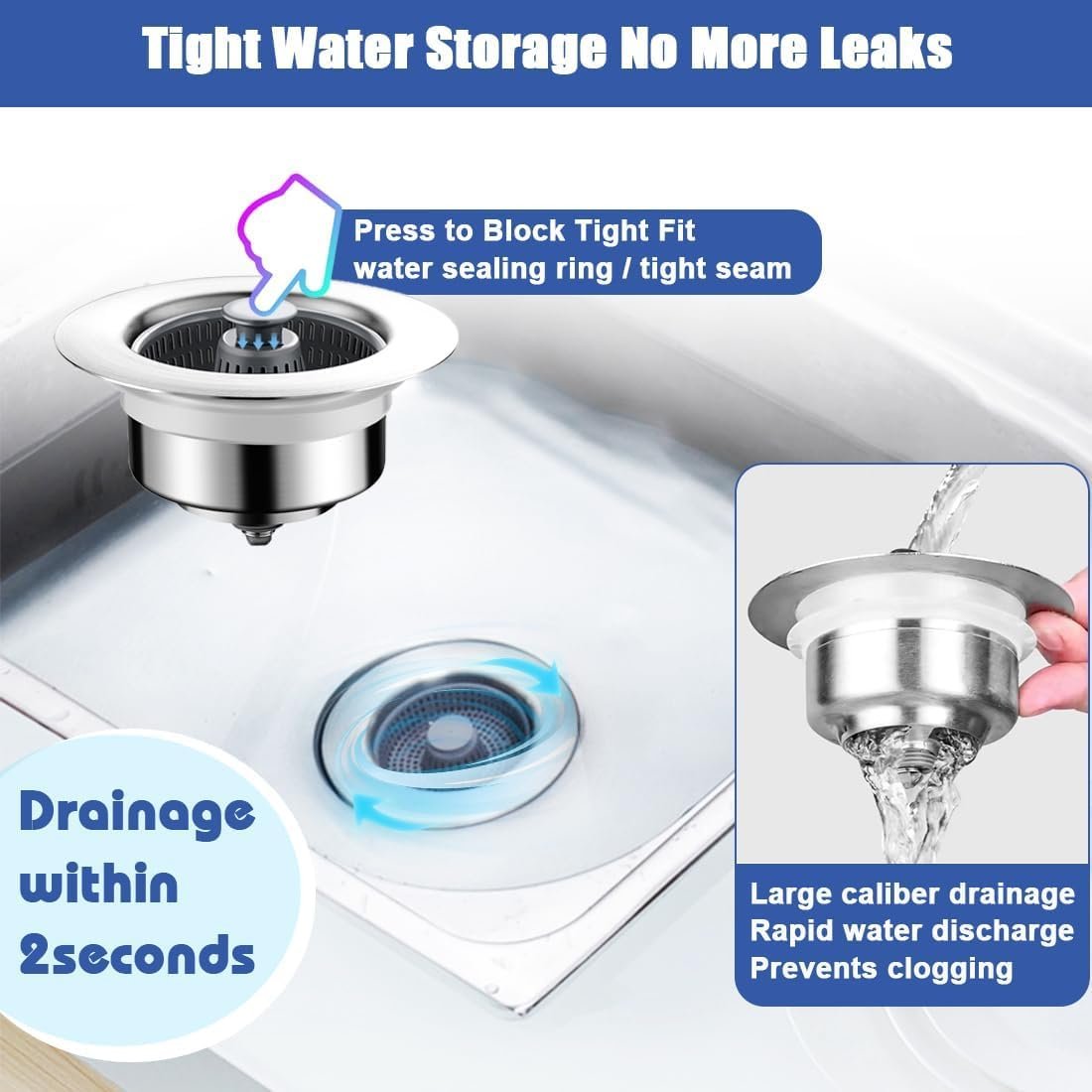 KitchenHarbor™ 3-in-1 Sink Drain Filter and Stopper Combo