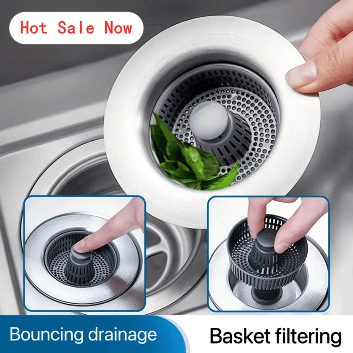 KitchenHarbor™ 3-in-1 Sink Drain Filter and Stopper Combo