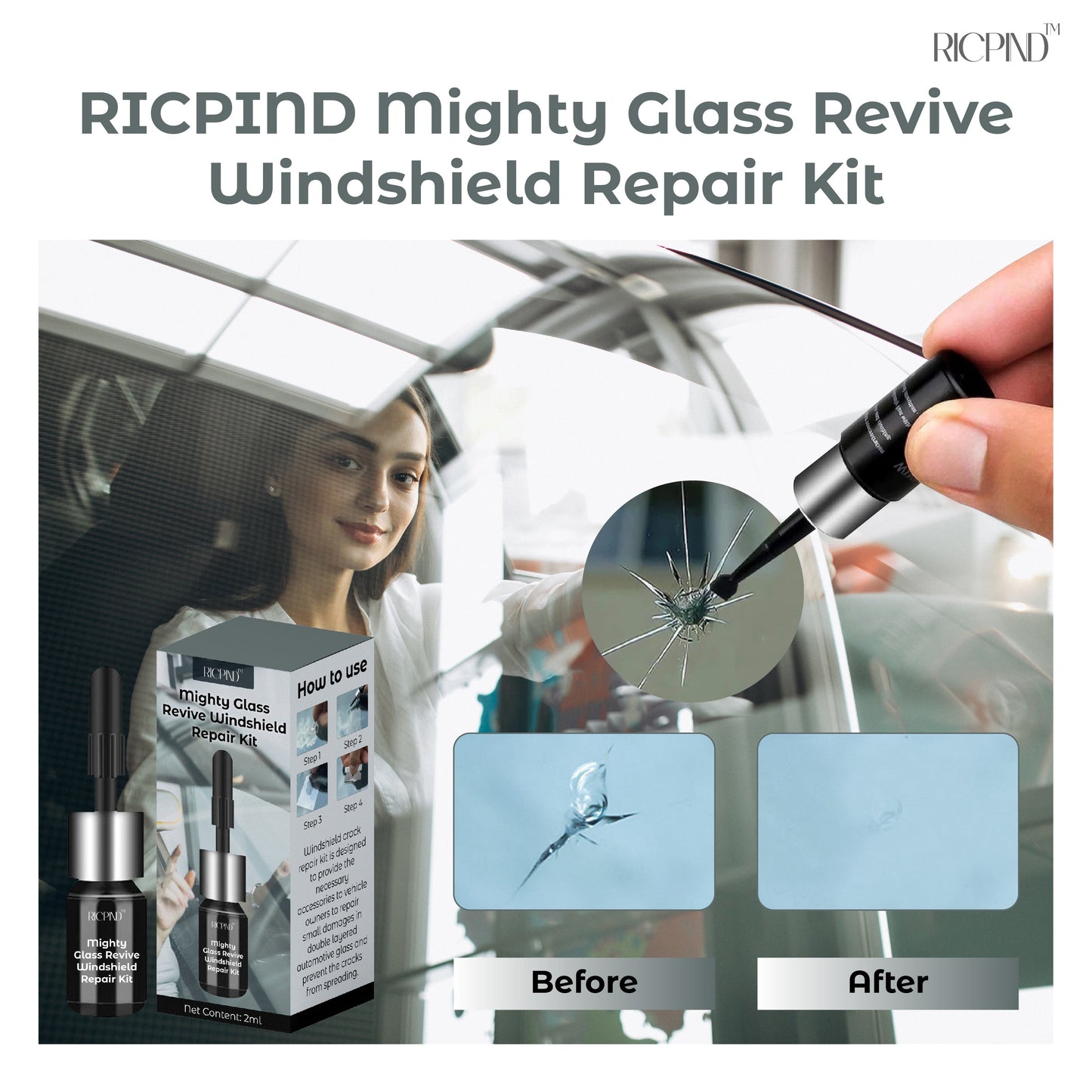 RICPIND™ Mighty Glass Revive Windshield Repair Kit