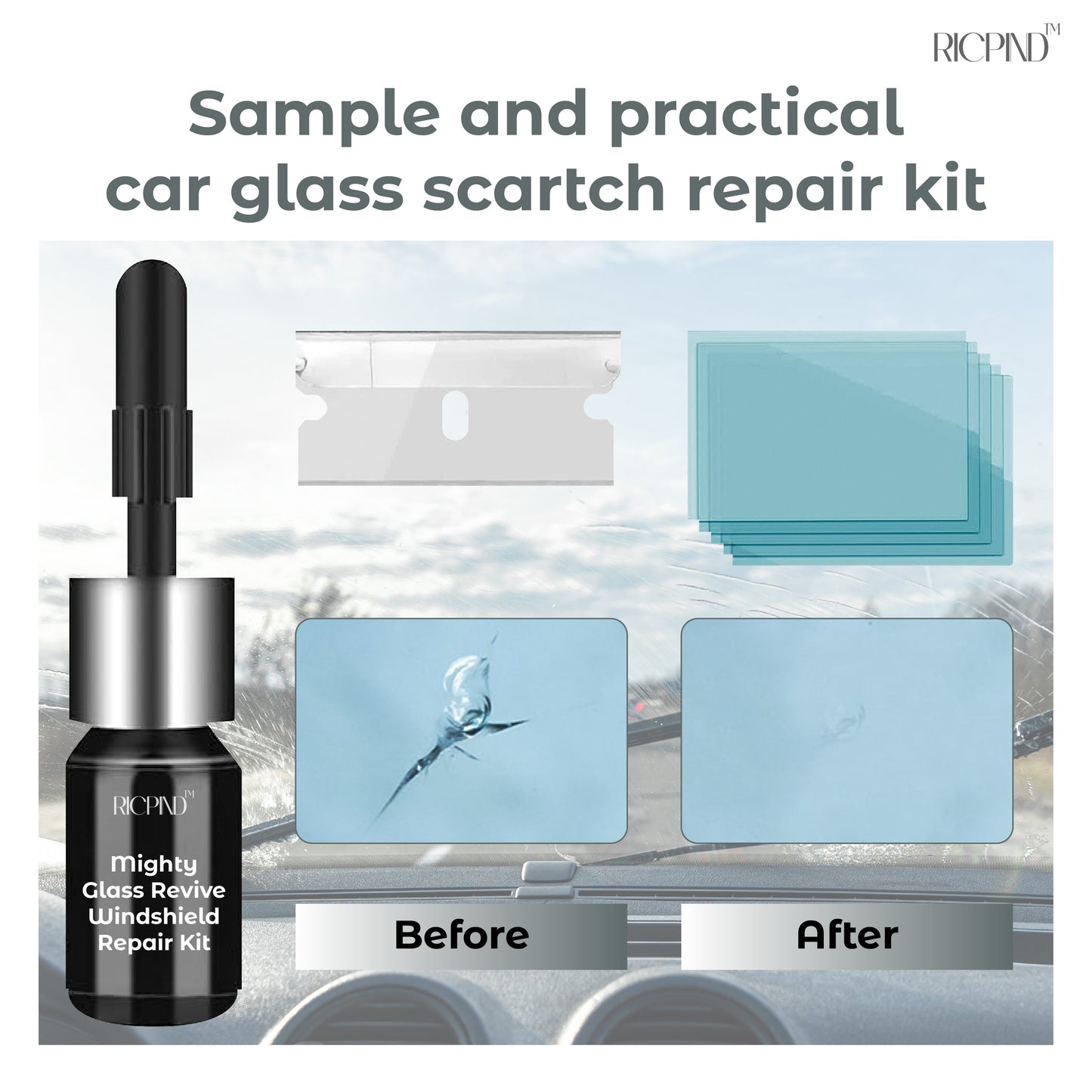 RICPIND™ Mighty Glass Revive Windshield Repair Kit