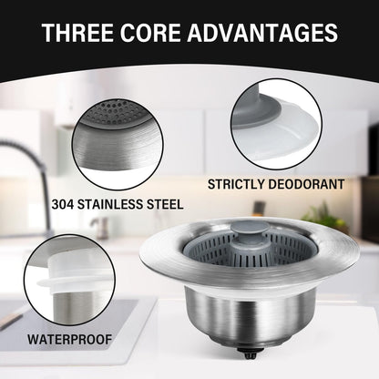 KitchenHarbor™ 3-in-1 Sink Drain Filter and Stopper Combo