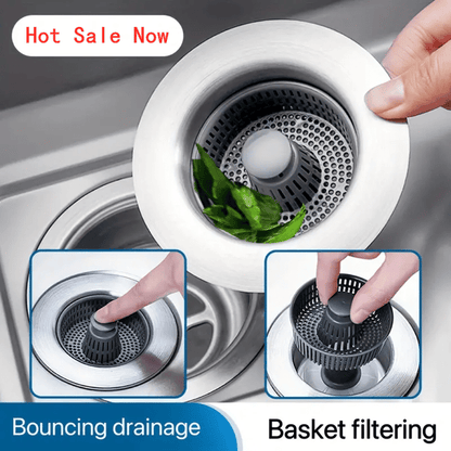 KitchenHarbor™ 3-in-1 Sink Drain Filter and Stopper Combo