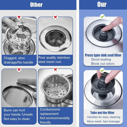 KitchenHarbor™ 3-in-1 Sink Drain Filter and Stopper Combo