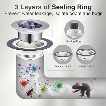 KitchenHarbor™ 3-in-1 Sink Drain Filter and Stopper Combo