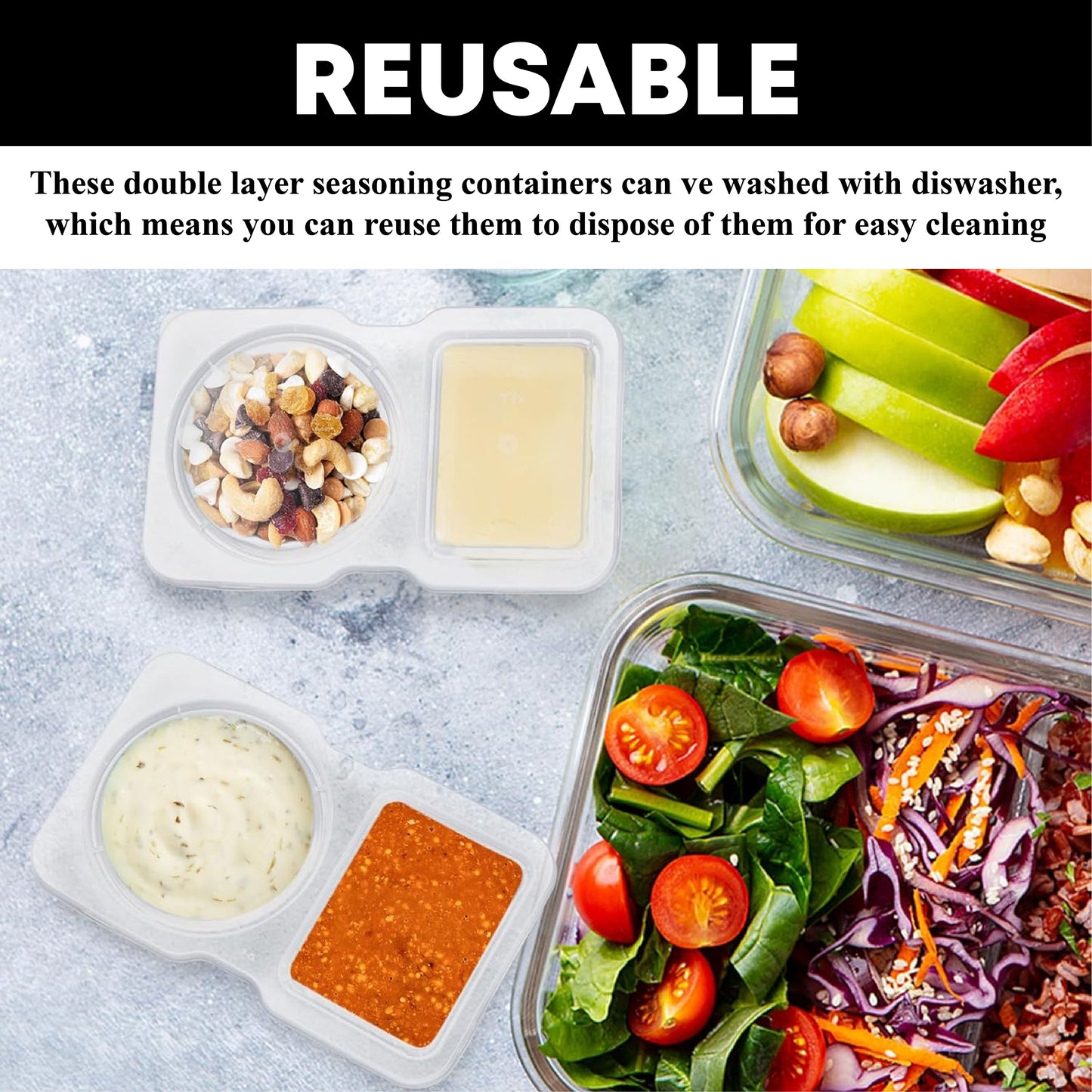 KitchenHarbor™ Disposable Dual-Dish Snack Containers