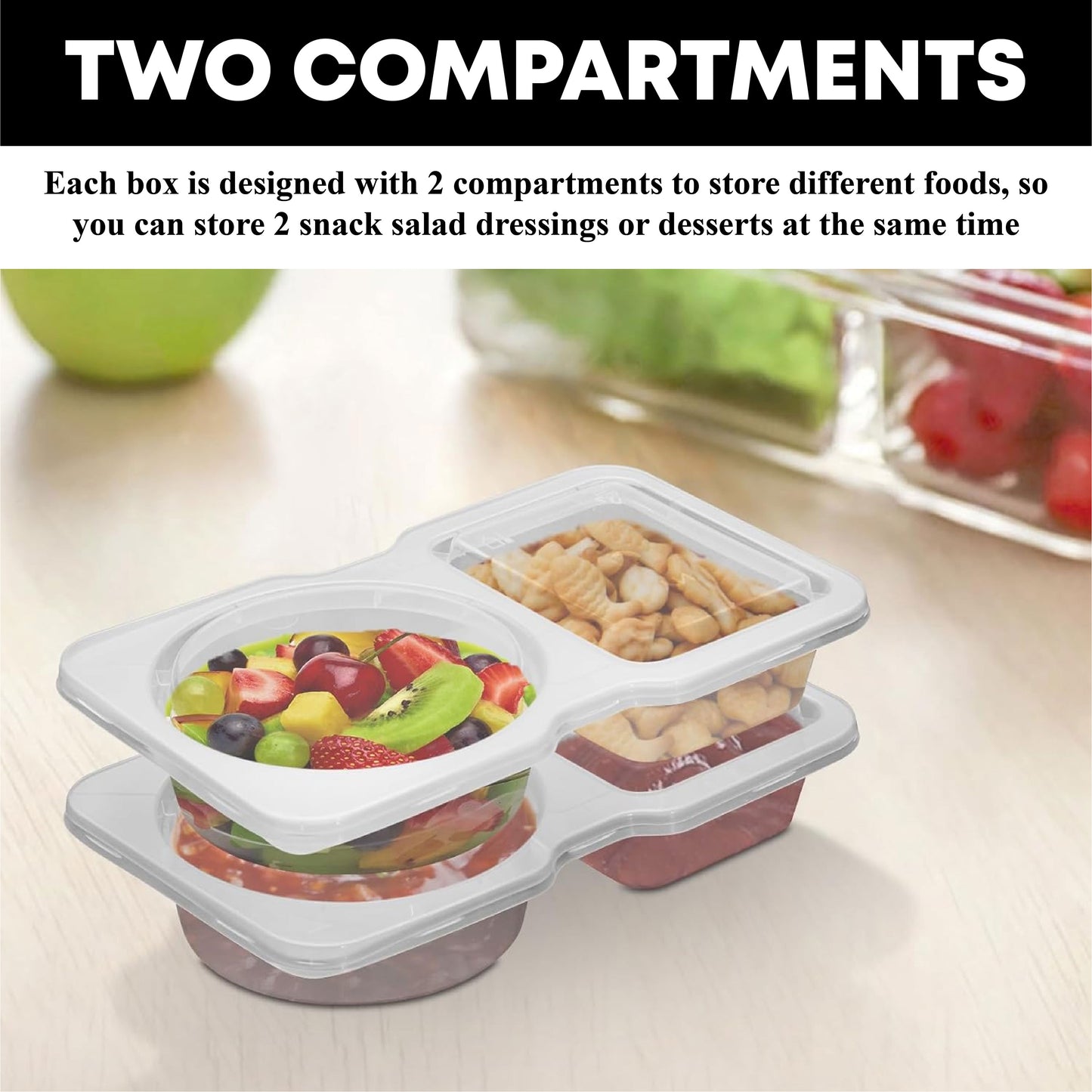 KitchenHarbor™ Disposable Dual-Dish Snack Containers