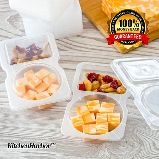 KitchenHarbor™ Disposable Dual-Dish Snack Containers
