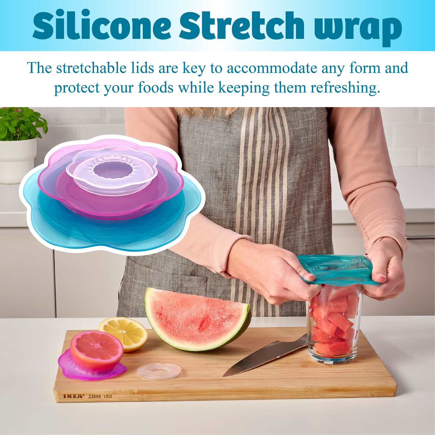 KitchenHarbor™ Food Petal Shaped Silicone Stretch Wrap