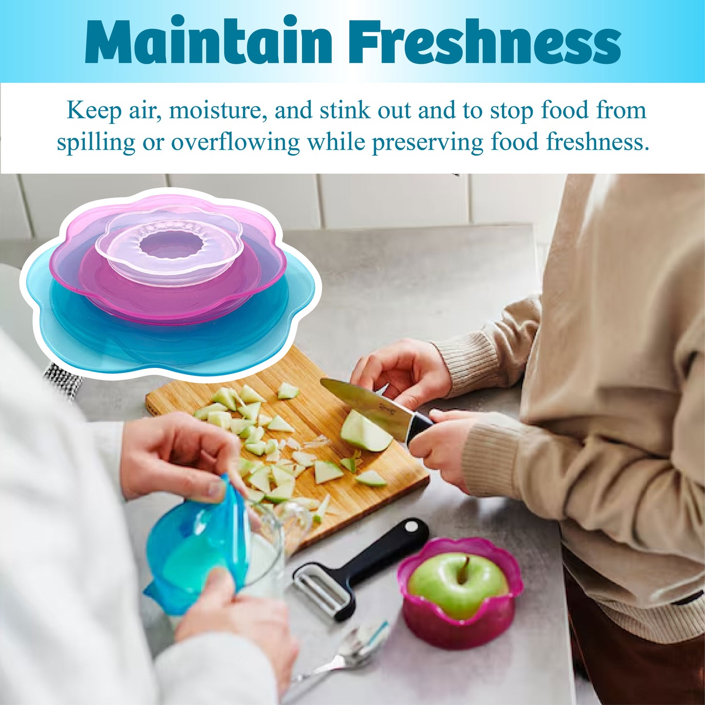 KitchenHarbor™ Food Petal Shaped Silicone Stretch Wrap